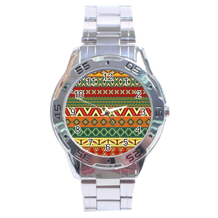 Mexican Folk Art Patterns Stainless Steel Analogue Watch