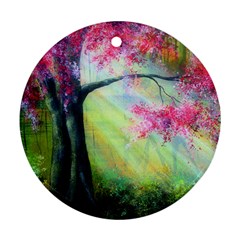 Forests Stunning Glimmer Paintings Sunlight Blooms Plants Love Seasons Traditional Art Flowers Sunsh Ornament (round) by Amaryn4rt