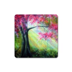 Forests Stunning Glimmer Paintings Sunlight Blooms Plants Love Seasons Traditional Art Flowers Sunsh Square Magnet