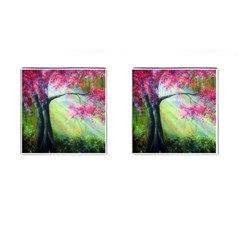 Forests Stunning Glimmer Paintings Sunlight Blooms Plants Love Seasons Traditional Art Flowers Sunsh Cufflinks (square)