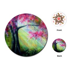 Forests Stunning Glimmer Paintings Sunlight Blooms Plants Love Seasons Traditional Art Flowers Sunsh Playing Cards (round) 