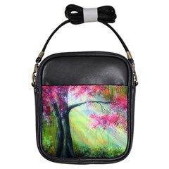 Forests Stunning Glimmer Paintings Sunlight Blooms Plants Love Seasons Traditional Art Flowers Sunsh Girls Sling Bags