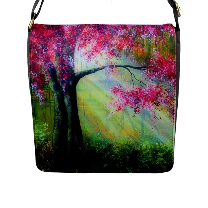 Forests Stunning Glimmer Paintings Sunlight Blooms Plants Love Seasons Traditional Art Flowers Sunsh Flap Messenger Bag (L) 