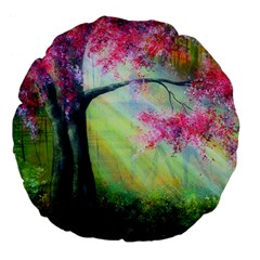 Forests Stunning Glimmer Paintings Sunlight Blooms Plants Love Seasons Traditional Art Flowers Sunsh Large 18  Premium Flano Round Cushions by Amaryn4rt