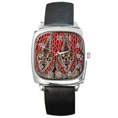 Indian Traditional Art Pattern Square Metal Watch