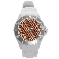 Udan Liris Batik Pattern Round Plastic Sport Watch (l)