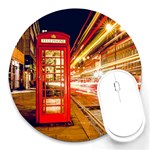 Telephone Box London Night Round Mousepads Front