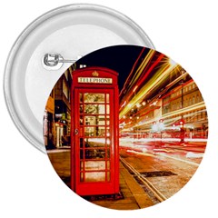 Telephone Box London Night 3  Buttons by Amaryn4rt