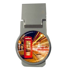 Telephone Box London Night Money Clips (round)  by Amaryn4rt