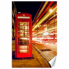 Telephone Box London Night Canvas 20  X 30   by Amaryn4rt