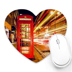 Telephone Box London Night Heart Mousepads by Amaryn4rt