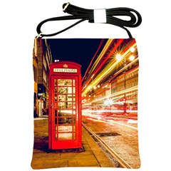 Telephone Box London Night Shoulder Sling Bags by Amaryn4rt