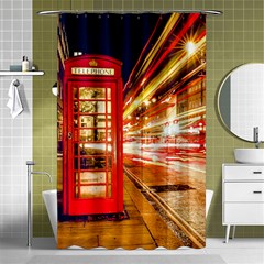 Telephone Box London Night Shower Curtain 48  X 72  (small)  by Amaryn4rt