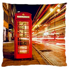 Telephone Box London Night Large Cushion Case (two Sides) by Amaryn4rt