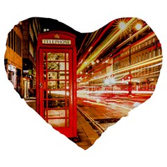 Telephone Box London Night Large 19  Premium Heart Shape Cushions by Amaryn4rt