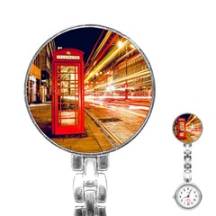 Telephone Box London Night Stainless Steel Nurses Watch