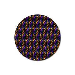 Seamless Prismatic Line Art Pattern Rubber Round Coaster (4 Pack) 