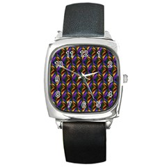 Seamless Prismatic Line Art Pattern Square Metal Watch by Amaryn4rt