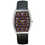 Seamless Prismatic Line Art Pattern Barrel Style Metal Watch Front