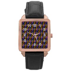 Seamless Prismatic Line Art Pattern Rose Gold Leather Watch  by Amaryn4rt