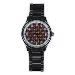 Seamless Prismatic Line Art Pattern Stainless Steel Round Watch by Amaryn4rt