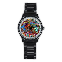 Vector Art Pattern Stainless Steel Round Watch by Amaryn4rt