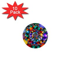 Rainbow Spiral Beads 1  Mini Buttons (10 Pack)  by WolfepawFractals