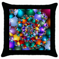 Rainbow Spiral Beads Throw Pillow Case (black) by WolfepawFractals