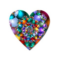 Rainbow Spiral Beads Heart Magnet by WolfepawFractals