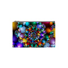 Rainbow Spiral Beads Cosmetic Bag (small)  by WolfepawFractals