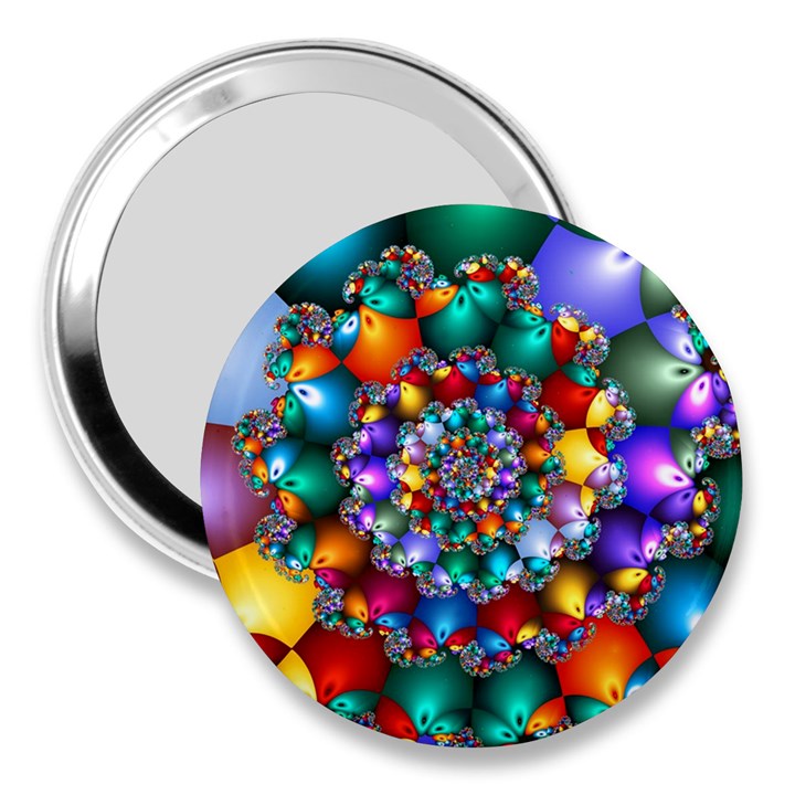 Rainbow Spiral Beads 3  Handbag Mirrors