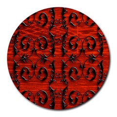 3d Metal Pattern On Wood Round Mousepads by Amaryn4rt