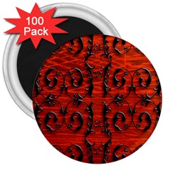 3d Metal Pattern On Wood 3  Magnets (100 Pack) by Amaryn4rt