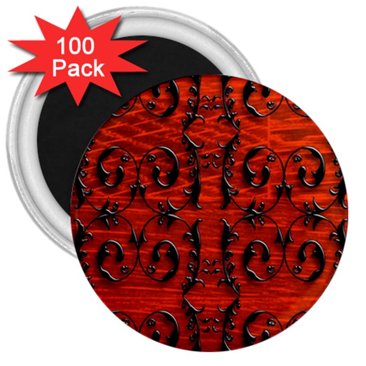 3d Metal Pattern On Wood 3  Magnets (100 pack)