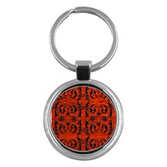 3d Metal Pattern On Wood Key Chains (round) 