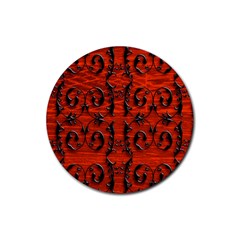 3d Metal Pattern On Wood Rubber Coaster (round) 