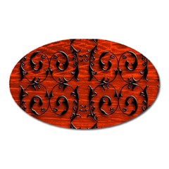 3d Metal Pattern On Wood Oval Magnet