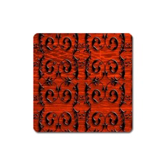 3d Metal Pattern On Wood Square Magnet by Amaryn4rt