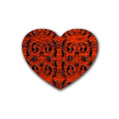 3d Metal Pattern On Wood Rubber Coaster (heart)  by Amaryn4rt