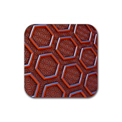 3d Abstract Patterns Hexagons Honeycomb Rubber Coaster (square)  by Amaryn4rt