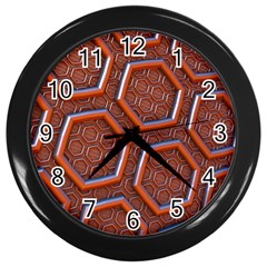 3d Abstract Patterns Hexagons Honeycomb Wall Clocks (black) by Amaryn4rt