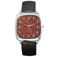 3d Abstract Patterns Hexagons Honeycomb Square Metal Watch