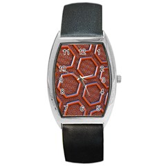 3d Abstract Patterns Hexagons Honeycomb Barrel Style Metal Watch