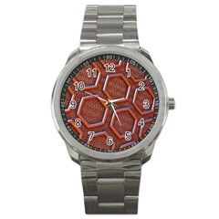 3d Abstract Patterns Hexagons Honeycomb Sport Metal Watch