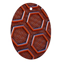 3d Abstract Patterns Hexagons Honeycomb Oval Ornament (two Sides)