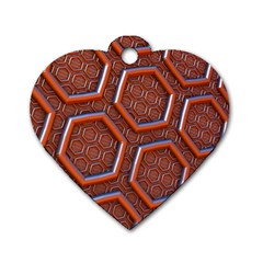 3d Abstract Patterns Hexagons Honeycomb Dog Tag Heart (Two Sides)