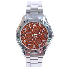 3d Abstract Patterns Hexagons Honeycomb Stainless Steel Analogue Watch by Amaryn4rt