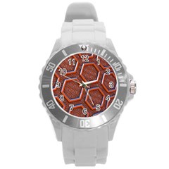 3d Abstract Patterns Hexagons Honeycomb Round Plastic Sport Watch (L)