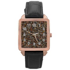 A Complex Maze Generated Pattern Rose Gold Leather Watch  by Amaryn4rt