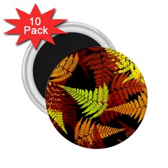 3d Red Abstract Fern Leaf Pattern 2 25  Magnets (10 Pack)  by Amaryn4rt